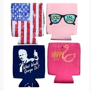 Novelty Can Koozies Beer Hugger Set of 4
